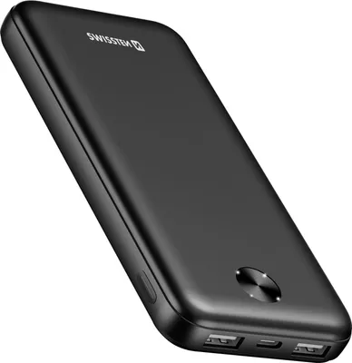 Produktbild von Swissten, Externer Akku 10000mAh 10.5W mit Doppel-USB-Anschluss LED-Anzeige, Schwarz