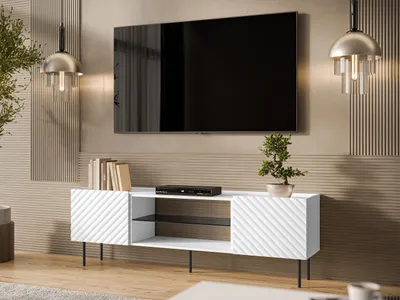 Produktbild von MIRJAN24 TV-Lowboard Lucca 180 2D EF, RTV Schrank mit zwei Drehtüren,TV-Schranke, Wohnzimmer (Farbe: Weiß)