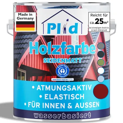 Produktbild von Plid Holzfarbe Schwedenrot 2,5L / Innen & Außen - Wetterschutzfarbe Holzfarbe Außen - Dauerhafte Holzschutzfarbe - Farbe für Holz