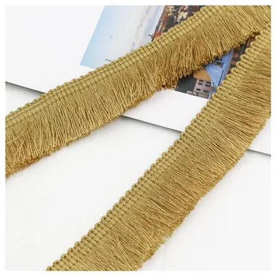 Franjesband 10 m x 2,5 cm, Polyester, Gelb Curry, DIY Nähprojekt