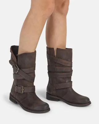 Produktbild von Leder Stiefel Biker Boots GREDO 8562 mit zwei dekorativen Schnallen
