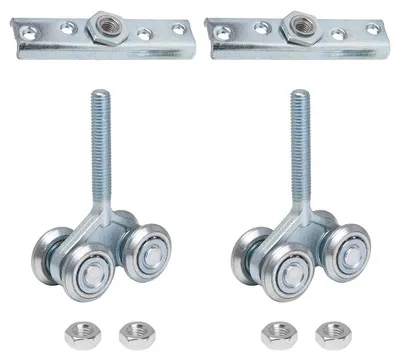 Image de Roulettes en acier pour rails coulissants de portes, 2 pièces, capacité de charge de 30 kg