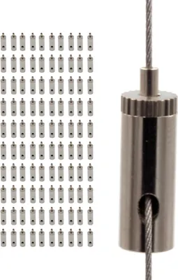 Produktbild von 100x Drahtseilhalter / Gripper 10, M4 Innengewinde, für Drahtseil Ø 0,8 - 1,0 mm | vernickelt