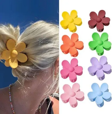 Produktbild von 8 Stück Acryl-Haarclips - Matte Blumenform - Große Haarspangen - Anti-Slip Haarspangen für Dicke Dünne Haare