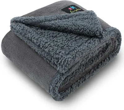Image de Couverture imperméable pour chien, lavable, grande taille, en polaire Sherpa, couleur gris clair, taille S (71 x 102 cm)