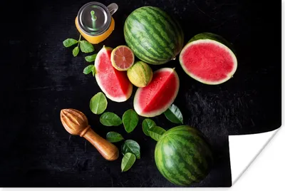 Produktbild von MuchoWow® Poster Wassermelone - Smoothie - Obst - Zitronenpresse 60x40 cm - Schlafzimmerdekoration