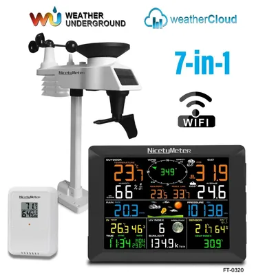Productafbeelding van Weerstation - Weermeter - Hygrometer - Thermometer - Luchtvochtigheidsmeter - Groot 10 Inch Display