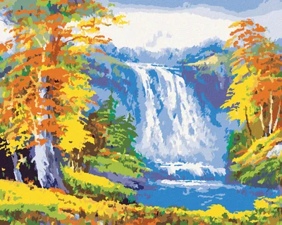 Produktbild von Zuty - Malen nach Zahlen - WASSERFALL IM HERBSTWALD, 40x50 cm, mit Keilrahmen (bereits gespannt)