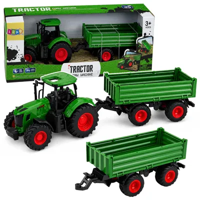 Obrázek produktu pro Zemědělský zemědělský traktor s gumovými koly sklápěcího přívěsu Zelená 1:24