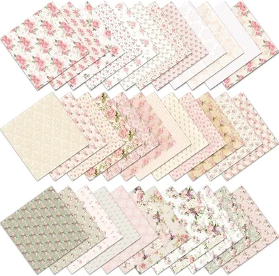Obrázek produktu pro Papír s květinovým vzorem pro scrapbooking, 36 listů, rozměr 15x15 cm, vhodný pro kreativní tvoření