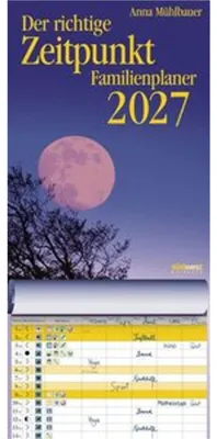 Produktbild von Der richtige Zeitpunkt Familienplaner 2027  - Monats-Wandkalender zum Aufhängen, mit Spiralbindung, 22,4 x 48,5 cm