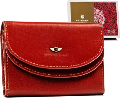 Produktbild von Peterson | Klassische Damen-Brieftasche, mit Lederverschluss, Braun, 13x9.5 cm