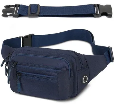 Produktbild von Ibenzoa® Uni Bauchtasche – 6 Reißverschlussfächer, wasserabweisend, verstellbarer Gurt 80–160 cm (+30 cm), 250 g, Taille/Schulter/Brust