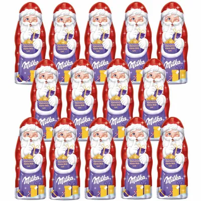 Obrázek produktu pro Milka Father Christmas s jemnou mléčnou čokoládou Alpine 90g 14-balení