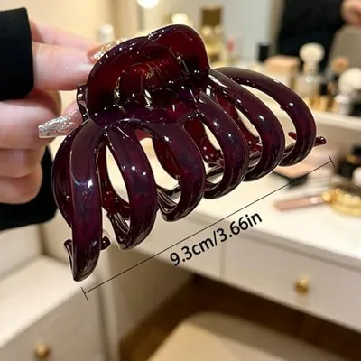 Produktbild von Große rote Haarklammer im Vintage-Stil für Damen, rutschfeste Haarspange für feines und dichtes Haar, französisches Haaraccessoire