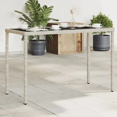 Produktbild von Möbel Gartentisch mit Glasplatte Hellgrau 115x54x74 cm Poly Rattan - Gartentische &12391