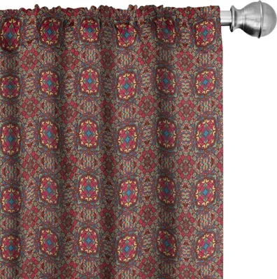 Immagine prodotto di ABAKUHAUS Tende, tendaggi, stile arabo orientale mediorientale colorato con motivi floreali dettagliati, 2 pezzi 75 x 225 cm, multicolore