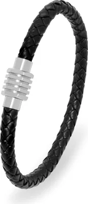 Produktbild von Black leather bracelet for men Leather - Length: 21 cm
