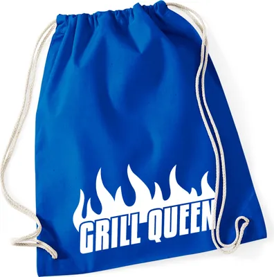 Produktbild von Huuraa Turnbeutel Grill Queen Flammen 12 Liter Bright Royal Baumwolle Rucksack Geschenkidee