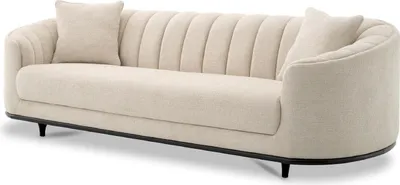 Produktbild von Casa Padrino Luxus Sofa Beige / Schwarz 240 x 96 x H. 74,5 cm - Wohnzimmer Sofa mit 2 Kissen - Wohnzimmer Möbel - Luxus Möbel - Wohnzimmer Einrichtung - Luxus Einrichtung - Luxus Qualität