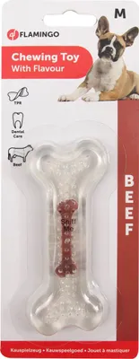 Immagine prodotto di Giocattolo da masticare Flamingo a forma di osso, trasparente, al gusto di manzo, taglia: M