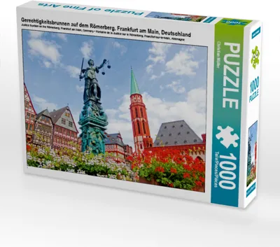 Produktbild von CALVENDO Puzzle Gerechtigkeitsbrunnen auf dem Römerberg, Frankfurt am Main, Deutschland | 1000 Teile Lege-Größe 64x48cm Foto-Puzzle für glückliche Stunden