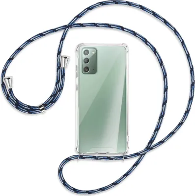 Produktbild von Handykette Backcover-Schutzhülle mit Band (Metall silberfarben) für Samsung Galaxy Note20 4G/5G (N980,N981) - Blautöne