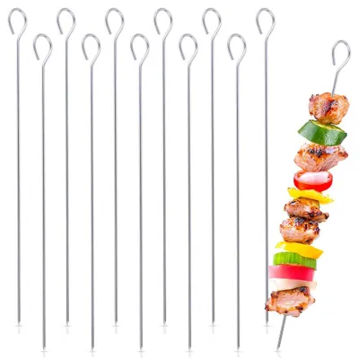Image de Vilde | Pics à brochette 12 pcs 35 cm - Pics à brochette en acier inoxydable - Plats avec anneau