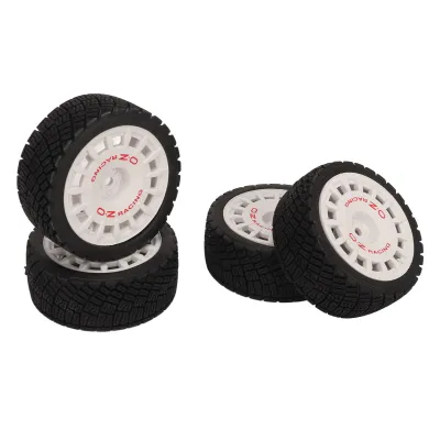 Image de 4 pneus RC en caoutchouc, haute résistance à l'usure, bon amortissement, pneus route 1/10 RC pour TAMIYA, blancs