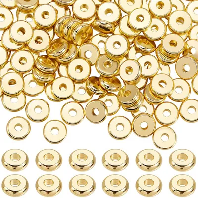 150 Stück Heishi Perlen 7mm 18K vergoldet rund