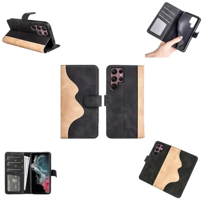 Image de Étui de protection en simili cuir noir pour Samsung Galaxy S23 Ultra