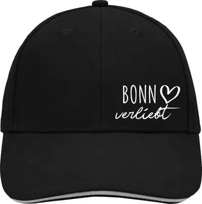 Produktbild von Huuraa Cappy Mütze Bonn verliebt Black/Light Grey Baumwolle 6-Panel Kappe Geschenkidee
