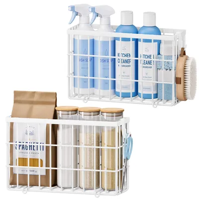 Aufbewahrungskörbe für Schranktür, selbstklebend, 2er-Set, weiß