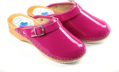Produktbild von CLOGS Pantolette Sandalette Holz Leder Holzschuhe Holzclogs Damen Klotschen Rosa 36