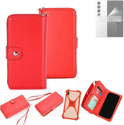 Produktbild von K-S-Trade 2in1 Schutzhülle Portemonnee Handyhülle mit Bumper kompatibel mit Meizu 21 Pro Hülle Case Etui Geldbörse Smartphone rot (1x)