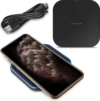 Produktbild von Wireless Qi Ladestation für Apple iPhone 11 Pro Max Charger Induktives Ladegerät