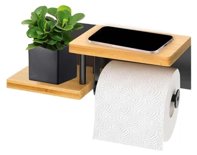 Produktbild von Vielseitiger Toilettenpapierhalter aus Holz für Badezimmer und Küche
