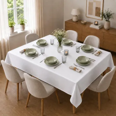 Immagine prodotto di Tovaglia 130 x 170 cm per tavolo da cucina e da pranzo in bianco