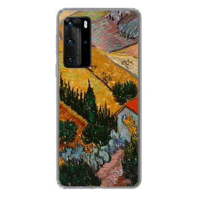 Produktbild von MuchoWow® Handyhülle Schutzhülle Hülle für Huawei P40 Pro Landschaft mit einem Haus und einem Ackerbauern - Vincent van Gogh Silikon Softcase Handy Hülle - Schutz