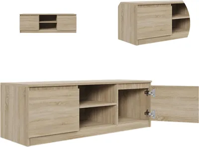 Zdjęcie produktu dla YUMEBLY | Szafka RTV stojąca 120x40x40 cm – komoda do salonu lub biura | Dąb Sonoma