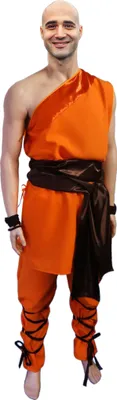 Shaolin Kostüm Mönch für Herren Gr. M- XL orange Buddhist Kloster China Fasching Mönch Kung Fu Kämpfer Fasching Mottoparty