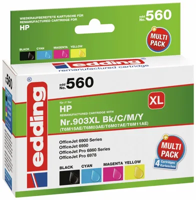 Produktbild von Edding EDD-560, Schwarz, Cyan, Magenta, Gelb, 30 ml, 12 ml, 4 Stück(e), Multipack