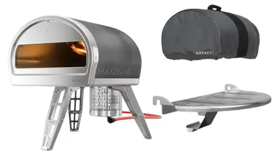 Produktbild von Gozney Roccbox Pizzaofen Grau mit Abdeckhaube und Frontablage