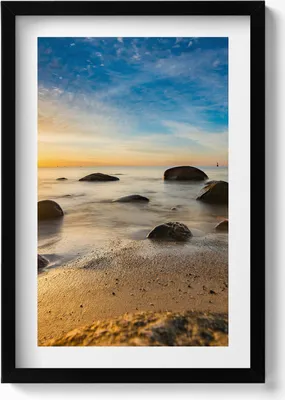 Produktbild von Sonnenaufgang an der Ostsee– Wandbild mit Rahmen – Gerahmtes Bild  – Wanddekoration – 40x60 cm –  Schwarz
