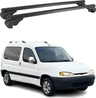 Image de Barres de toit Transversales pour Peugeot Partner 1996-2008 Aluminium Noir