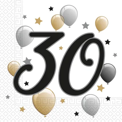Produktbild von Servietten 33x33cm  Milestone 30 Jahre, 2-lagig, 20 Stück, Procos
