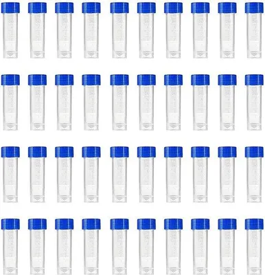 Produktbild von Reagenzgläser, 5 ml - 40 Stück - Kryo-Reagenzgläser aus Kunststoff - Mit Schraubverschluss - Für Laboranwendungen - Geeignet für Zentrifugen - Probenröhrchen