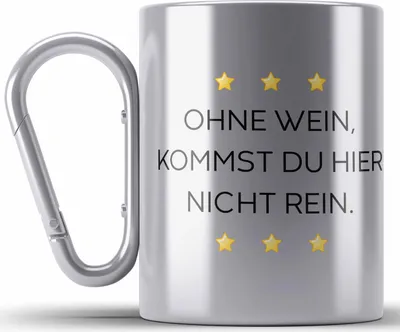 Produktbild von Trendation - Lustige Edelstahl Tasse Karabiner mit Spruch für Frauen Männer Arbeit Büro Lustig Edelstahl Tasse Karabinern Becher mit Sprüchen Kollegin Geschenk Sarkasmus Wein Spruch (Silber)