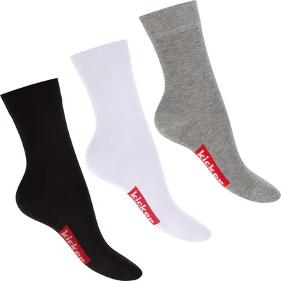 Immagine prodotto di calzini kicker da donna e da uomo (3 paia) in cotone sportivo - nero bianco grigio 35-38