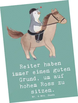 Produktbild von Mr. & Mrs. Panda Postkarte Reitsport Stolz - Meeresbrise - Geschenk, Sportart, Ansichtskarte, Postkarten, Pferdesport, Stall, humor, Sportler, Reiter, Grußkarte
